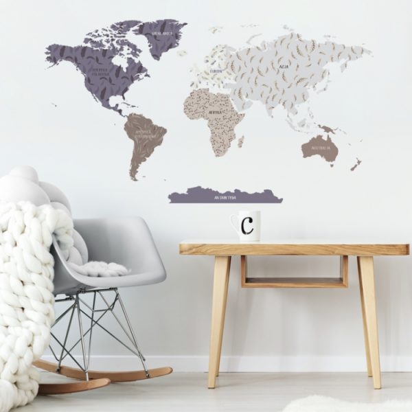 mapa świata naklejka na ścianę