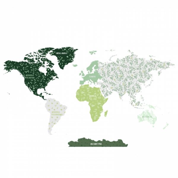 mapa swiata naklejka na sciane zielona