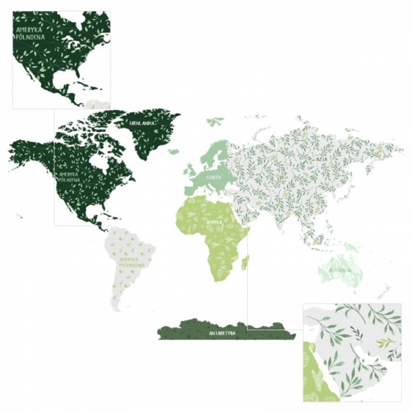 mapa swiata naklejka na sciane zielona