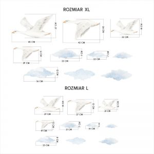 naklejka do pokoju dziecka gąski i chmury ptaki